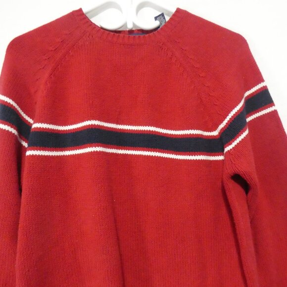 JOHN ASHFORD | small | Striped Red Knit Crewneck Sweater - Picture 4 of 16
